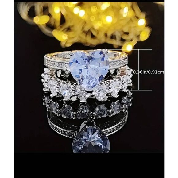COPY - Heart Zircon Double Band Ring For Anniversary Gift Jewelry - Picture 4 of 5